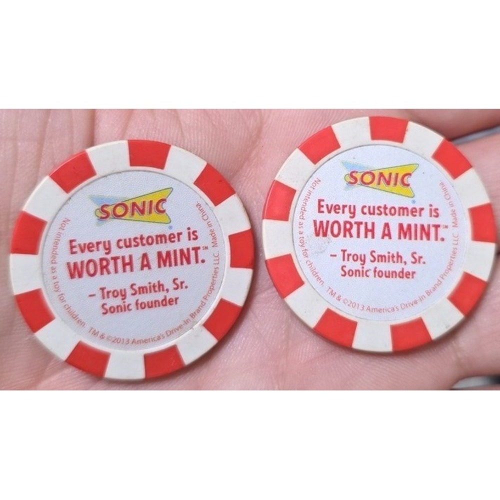 Sonic Drive-In Troy Smith Worth A Mint Promotional Poker Chips Set of 2